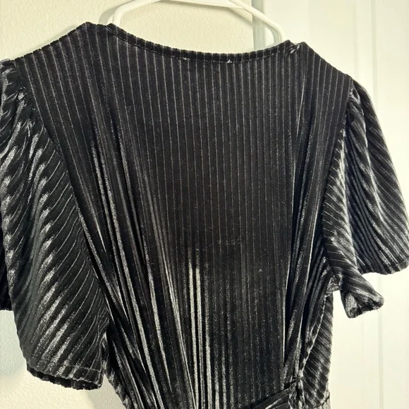 Baltic Born Black Velvet Andi Ribbed Wrap Dress Size Small Formal Bridesmaid - Picture 10 of 15